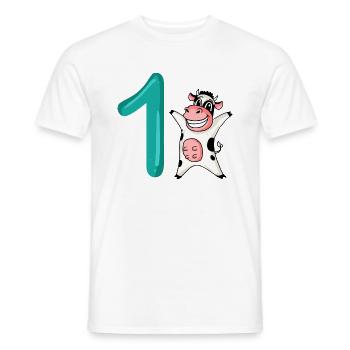 1 an - Inscription à l’école - Motif vache - Numéro 1 - T-shirt homme - blanc - Devant - AI Model Male 178 dark (178cm)