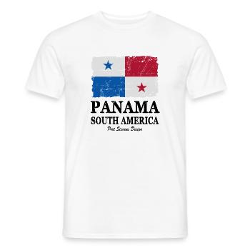 Panama Flag - Flag of Panama - Shabby Look - Men's T-Shirt - white - Front - AI Model Male 178 dark (178cm)