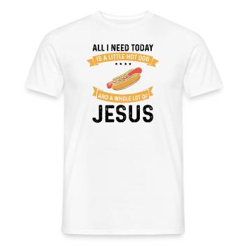 Jésus et Hot Dog Dieu Christ Chrétien - T-shirt homme - blanc - Devant - AI Model Male 178 dark (178cm)