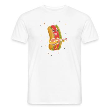 Guitarist Guitar Hot Dog Musician Guitar Hotdog - Men's T-Shirt - white - Front - AI Model Male 178 dark (178cm)