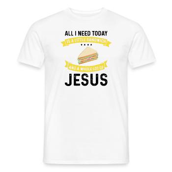 Jesus and Sandwich God Christ Christian - Men's T-Shirt - white - Front - AI Model Male 178 dark (178cm)