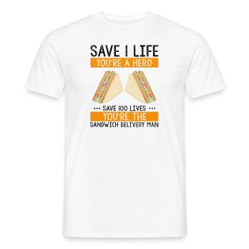 Food Makers Grill BBQ Sandwich Grill Maître - T-shirt homme - blanc - Devant - AI Model Male 178 dark (178cm)