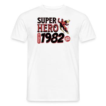 Super Heroes Since 1982 - Anniversary 40 years - Men's T-Shirt - white - Front - AI Model Male 178 dark (178cm)