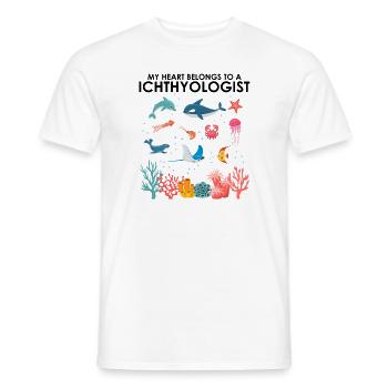 Heart belongs to ichthyologist marine biologist sea - Men's T-Shirt - white - Front - AI Model Male 178 dark (178cm)