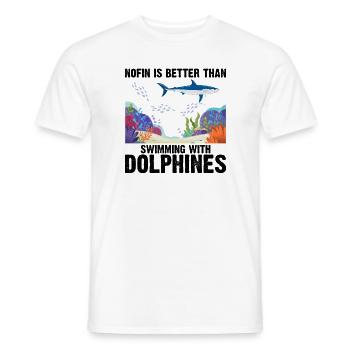 With Dolphins Swimming Dolphin Ocean Sea Mammal - Men's T-Shirt - white - Front - AI Model Male 178 dark (178cm)