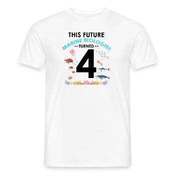 Marine Biology Birthday Party Birthday 4 Four - Men's T-Shirt - white - Front - AI Model Male 178 dark (178cm)
