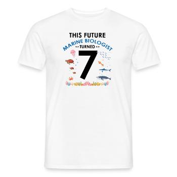 Marine Biology Birthday Party 7 Years Seven - Men's T-Shirt - white - Front - AI Model Male 178 dark (178cm)