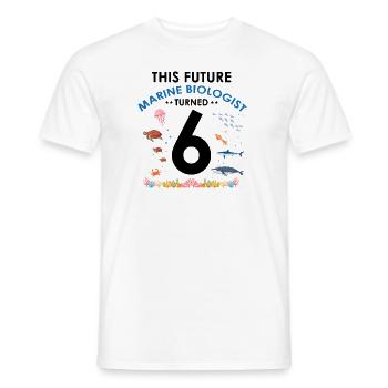 Marine Biology Birthday Party Birthday 6 - Men's T-Shirt - white - Front - AI Model Male 178 dark (178cm)