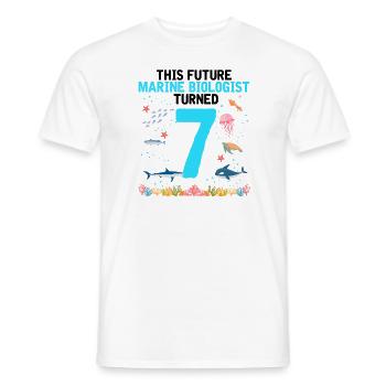 Marine Biology Birthday Party 7 Years Seven - Men's T-Shirt - white - Front - AI Model Male 178 dark (178cm)
