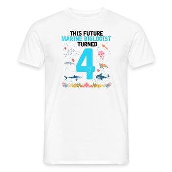 Marine Biology Birthday Party Birthday 4 Four - Men's T-Shirt - white - Front - AI Model Male 178 dark (178cm)
