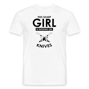 Sharp woman loves knife knife collector knife fan - Men's T-Shirt - white - Front - AI Model Male 178 dark (178cm)