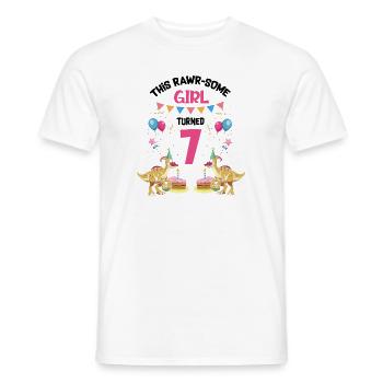 Parasaurolophus Design Dinosaur Birthday - Men's T-Shirt - white - Front - AI Model Male 178 dark (178cm)