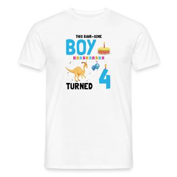 Parasaurolophus Enfants pour l’anniversaire des dinosaures - T-shirt homme - blanc - Devant - AI Model Male 178 dark (178cm)
