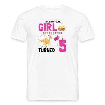 Parasaurolophus Boys Design Birthday Party - Men's T-Shirt - white - Front - AI Model Male 178 dark (178cm)