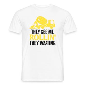 Conception de bétonneur pour ouvrier du bâtiment et chantier de construction - T-shirt homme - blanc - Devant - AI Model Male 178 dark (178cm)