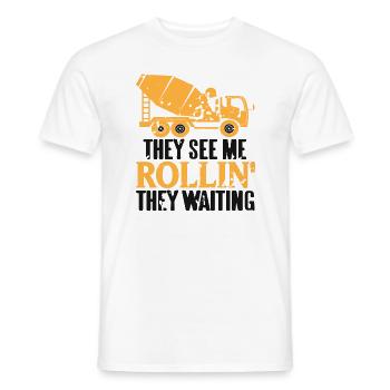 Concrete construction design for construction workers and construction site - Men's T-Shirt - white - Front - AI Model Male 178 dark (178cm)