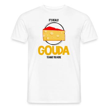 Gouda design pour fromagerie laitière et fromage Gouda - T-shirt homme - blanc - Devant - AI Model Male 178 dark (178cm)