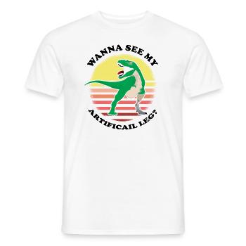 Conception de jambe bionique pour prothèses de jambe - T-shirt homme - blanc - Devant - AI Model Male 178 dark (178cm)