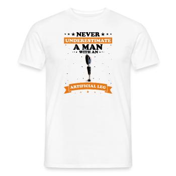 Conception de prothèses de jambe et prothèses de jambe - T-shirt homme - blanc - Devant - AI Model Male 178 dark (178cm)