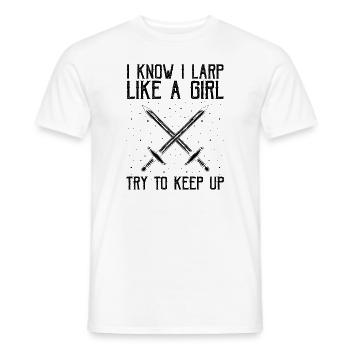 Schwertkampf für Live-Action-Rollenspiele und Larp - Männer T-Shirt - Weiß - Vorne - AI Model Male 178 dark (178cm)