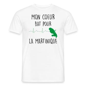Carte De la Martinique Battement De Coeur - T-shirt homme - blanc - Devant - AI Model Male 178 dark (178cm)