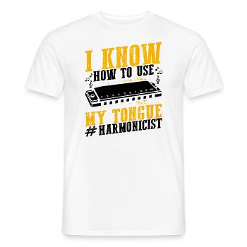 Mundharmonika Spieler und Mundharmonika - Männer T-Shirt - Weiß - Vorne - AI Model Male 178 dark (178cm)
