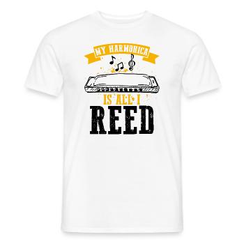 Mundharmonika Instrument und Mundharmonika - Männer T-Shirt - Weiß - Vorne - AI Model Male 178 dark (178cm)