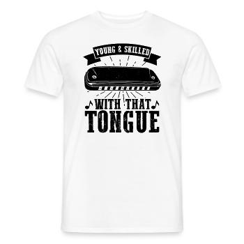 Harmonikaspieler für Munharmonika Spieler - Männer T-Shirt - Weiß - Vorne - AI Model Male 178 dark (178cm)