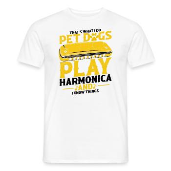 Mundharmonika Instrument und Mundharmonika - Männer T-Shirt - Weiß - Vorne - AI Model Male 178 dark (178cm)