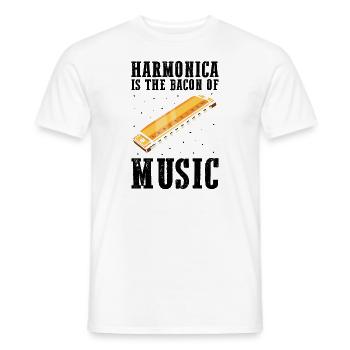 Mundharmonika Spieler und Mundharmonika - Männer T-Shirt - Weiß - Vorne - AI Model Male 178 dark (178cm)