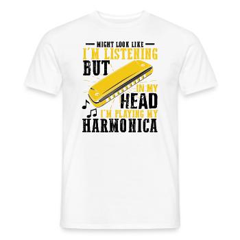 Mundharmonika Spieler und Mundharmonika - Männer T-Shirt - Weiß - Vorne - AI Model Male 178 dark (178cm)