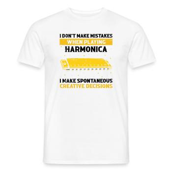 Mundharmonika Instrument und Mundharmonika - Männer T-Shirt - Weiß - Vorne - AI Model Male 178 dark (178cm)