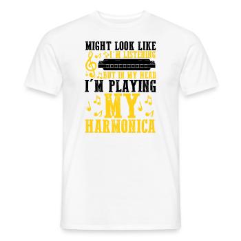 Harmonikaspieler für Munharmonika Spieler - Männer T-Shirt - Weiß - Vorne - AI Model Male 178 dark (178cm)