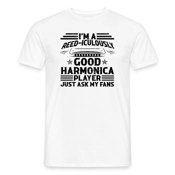 Mundharmonika Spieler und Mundharmonika - Männer T-Shirt - Weiß - Vorne - AI Model Male 178 dark (178cm)