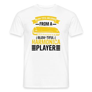 Mundharmonika Spieler und Mundharmonika - Männer T-Shirt - Weiß - Vorne - AI Model Male 178 dark (178cm)
