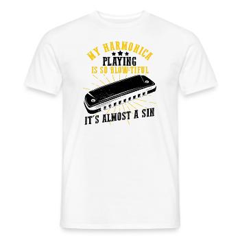 Harmonikaspieler für Munharmonika Spieler - Männer T-Shirt - Weiß - Vorne - AI Model Male 178 dark (178cm)
