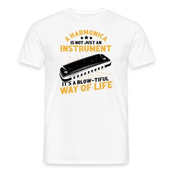 Mundharmonika Spieler und Mundharmonika - Männer T-Shirt - Weiß - Vorne - AI Model Male 178 dark (178cm)