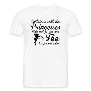 la fée pas chier - Men's T-Shirt - white - Front - AI Model Male 178 dark (178cm)