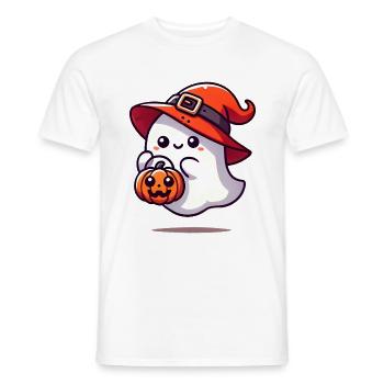 Adorable fantôme avec chapeau de sorcière - T-shirt homme - blanc - Devant - AI Model Male 178 dark (178cm)