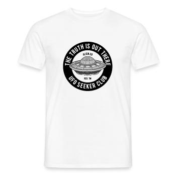 UFO Science Fiction - Men's T-Shirt - white - Front - AI Model Male 178 dark (178cm)