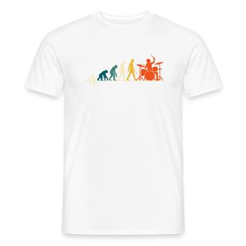 Schlagzeug Evolution – Drummer Herzschlag - Männer T-Shirt - Weiß - Vorne - AI Model Male 178 dark (178cm)