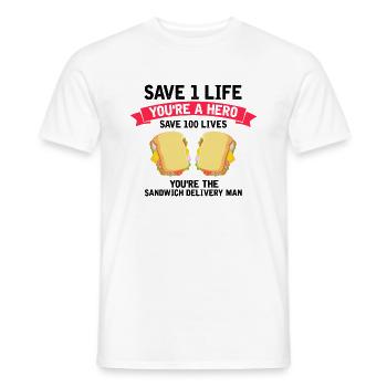 Food Makers Grill BBQ Sandwich Grill Master - Men's T-Shirt - white - Front - AI Model Male 178 dark (178cm)
