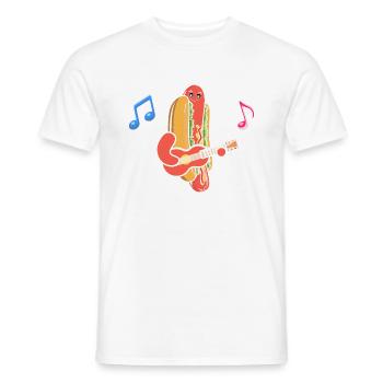 Guitarist Guitar Hot Dog Musician Guitar Hotdog - Men's T-Shirt - white - Front - AI Model Male 178 dark (178cm)