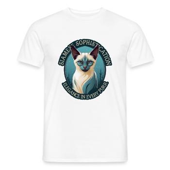 Élégant Chat Siamois Amoureux Des Chats - T-shirt homme - blanc - Devant - AI Model Male 178 dark (178cm)