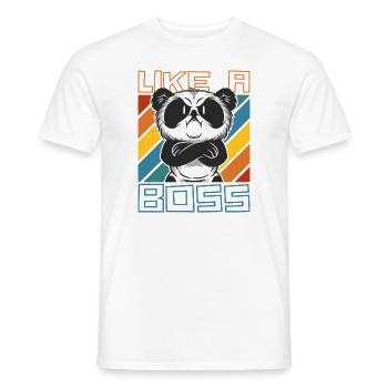 Comme un patron - Drôle de dessin animé Panda Bear Saying - T-shirt homme - blanc - Devant - AI Model Male 178 dark (178cm)