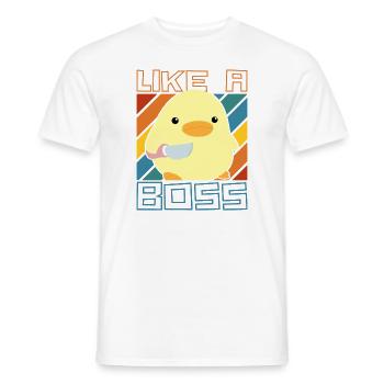 Comme un patron - Ente mit Messer Duck with Knife Meme - T-shirt homme - blanc - Devant - AI Model Male 178 dark (178cm)