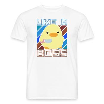 Comme un patron - Ente mit Messer Duck with Knife Meme - T-shirt homme - blanc - Devant - AI Model Male 178 dark (178cm)