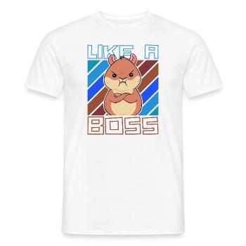 Like a Boss - Funny Cartoon Hamster Saying - Men's T-Shirt - white - Front - AI Model Male 178 dark (178cm)