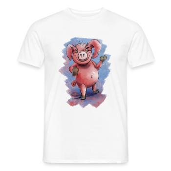 Grincheux drôle cochon - T-shirt homme - blanc - Devant - AI Model Male 178 dark (178cm)