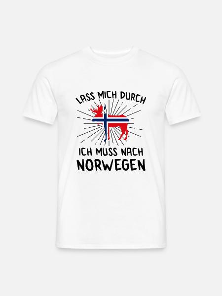 Norwegen Angeln Angel Tour 2020 Elch Geschenk - Männer T-Shirt - Weiß